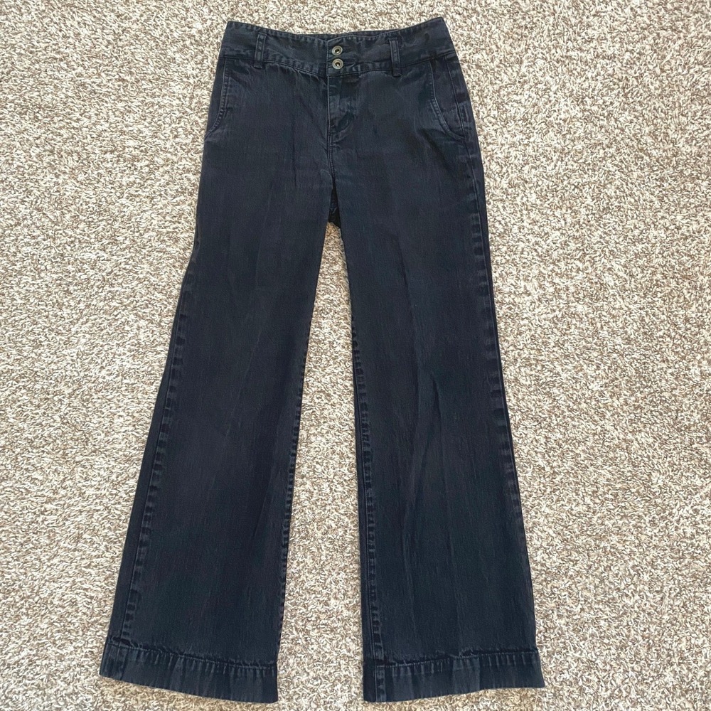 Vintage Lauren Jeans Co. Black Straight Wide Leg Jeans Size 2